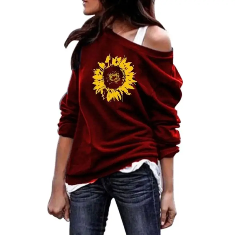 

Hot Pullover Sweatshirt Autumn Women Sweatshirts Round Neck Long Sleeve Flower Pattern Warm Sweatshirt Female Casual Coat