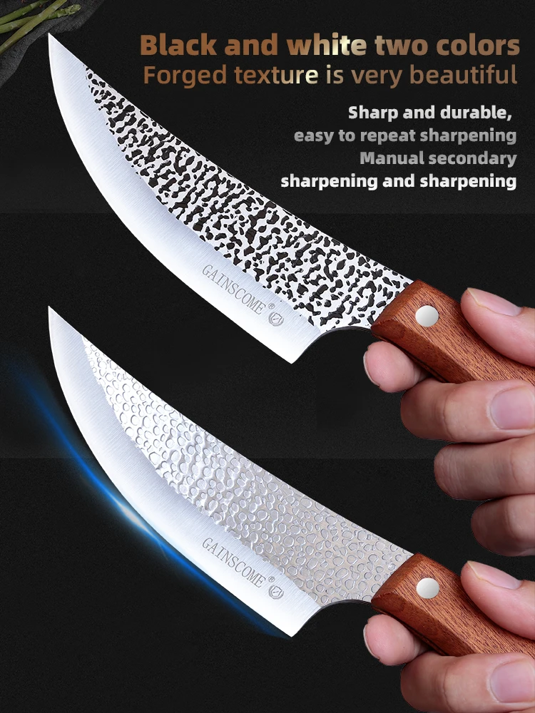 Универсальный нож GAINSCOME для кухни, рыбалки и мясорубки из нержавеющей стали с ручной заточкой, острый. Бесплатная доставка.
