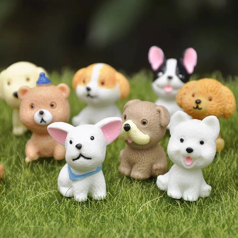 Mini size Simulation action Figures small dog Animal Model Miniature Figurine Fairy home Garden Wedding Doll Decoration kids toy | Игрушки и