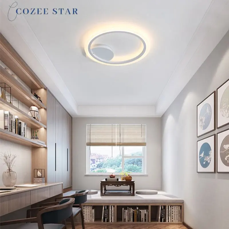 

Nordic LED Ceiling Lights Modern Simple Circle Ring Aluminum Acrylic White Indoor Lighting Fixture Bedroom Living Room Lamps