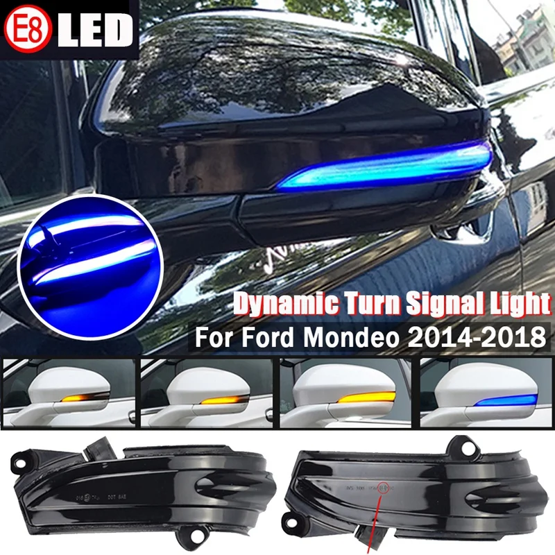 

Для Ford Fusion Mondeo MK5 2014-2019 Автомобильный светодиодный динамический боковой светильник для зеркала заднего вида сигнал поворота голубой индика...