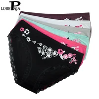 lobbpaja 6pcslot underwear women panties cotton mid rise flowers print lace sexy briefs plus size ladies knickers for women 361