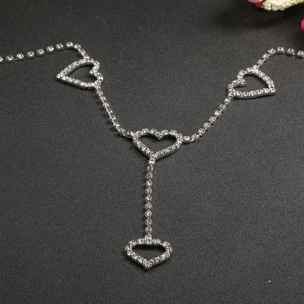 

New 90s Vintage Flash Drill Heart Waist Chain Cute Bling Bling Night Club Disco Belt Rhinestone Heart To Heart Belts