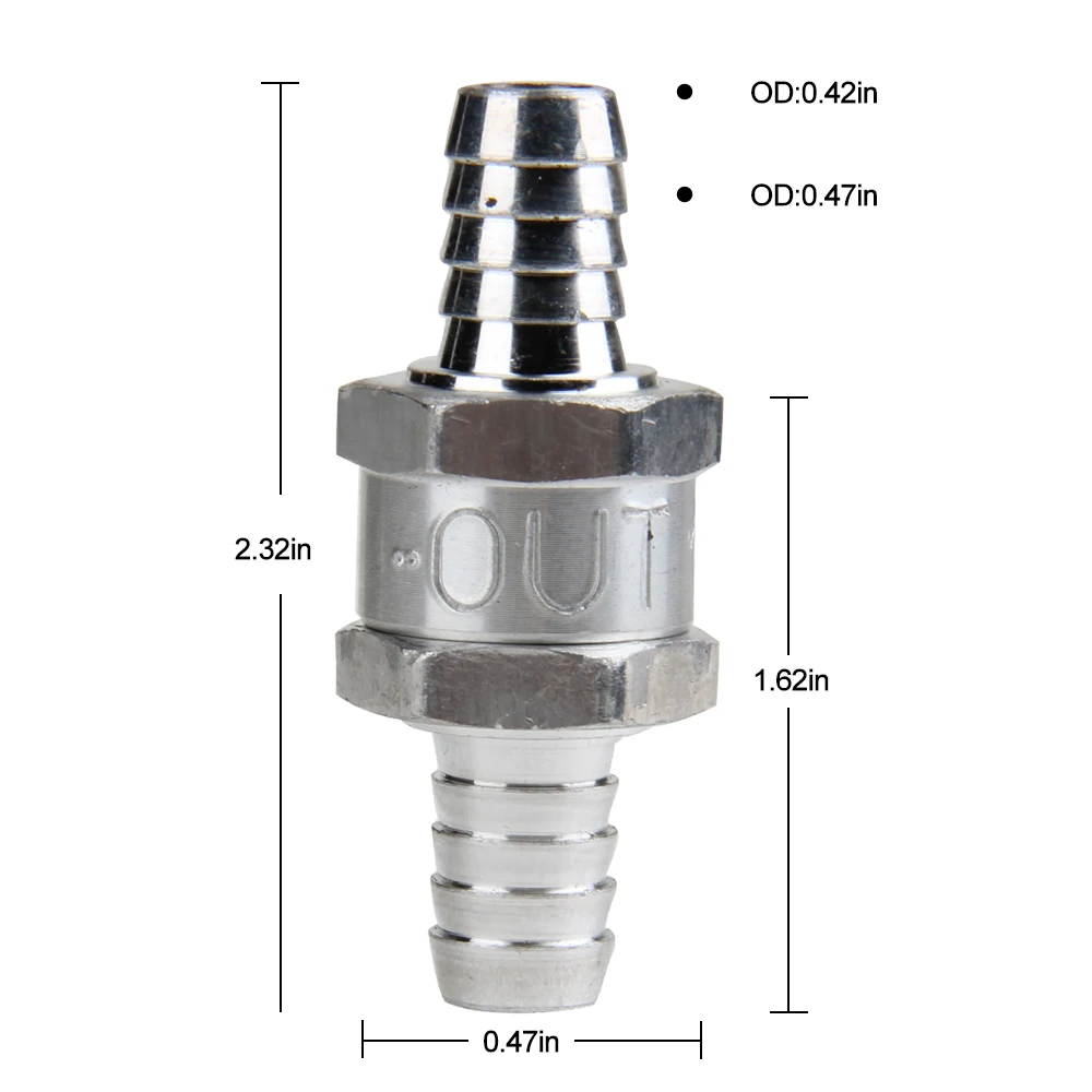 

CarBole 10mm 1pc Auminium Non Return Check One Way Valve Rollover Breather Fuel Syetem Pressure Relief Valve Diesel Petrol