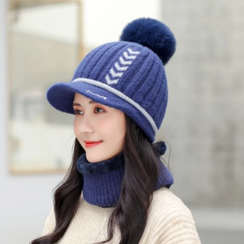 Зимняя шапка женские облегающие шапки толстые теплые шапочки зимняя вязаная