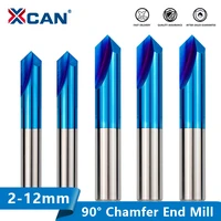 xcan chamfer milling cutter 2 12mm 90 degree cnc machine router bit nano blue coated 2 flutes carbide end mill milling tools