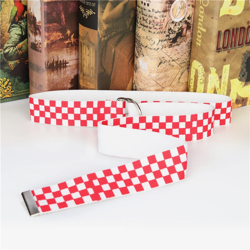 Женский Клетчатый Ремень из ткани черный белый Повседневный длинный ремень в