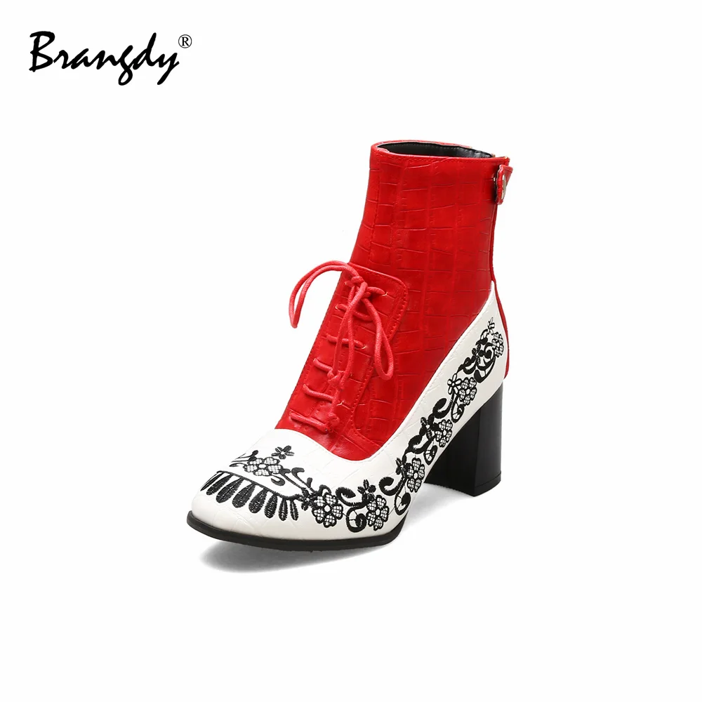 Женские ботинки из искусственной кожи ботильоны с круглым носком на молнии