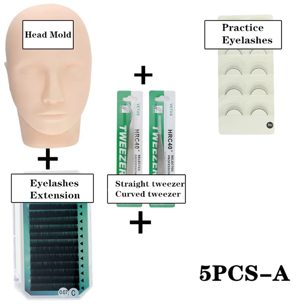5PCS Mannequin for Eyelashes Set Eyelash Extension Dummy for Eyelash Mannequin Lashes Practice Head Mold Lash Extension Supplies