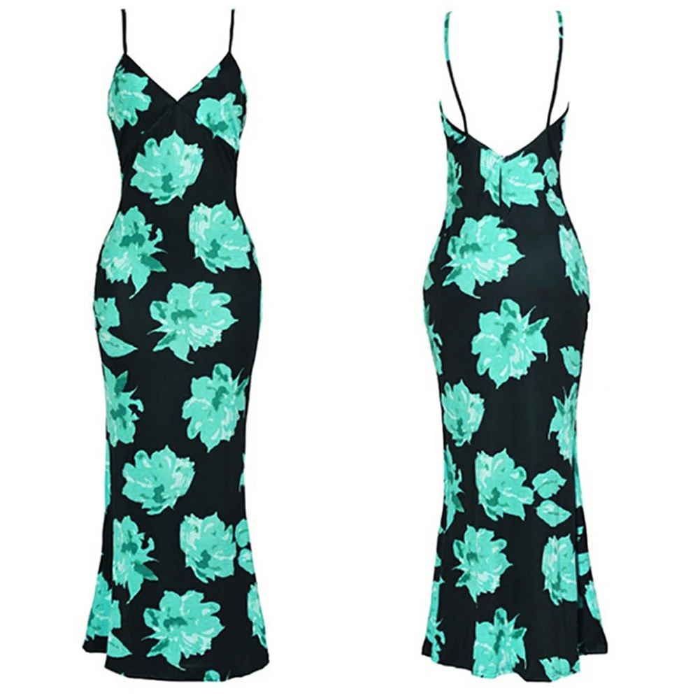 Женское сексуальное платье летняя мода на тонких бретельках цветочный принт