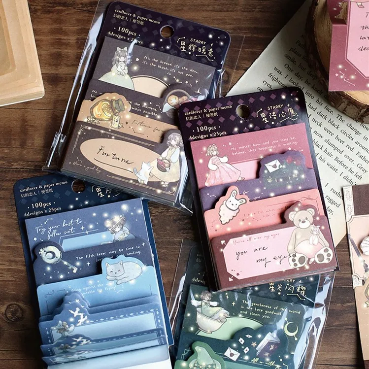 100 шт. Звездная ночь блокнот завод милые кактусы селфи Палка с Memo Бумага бумаги
