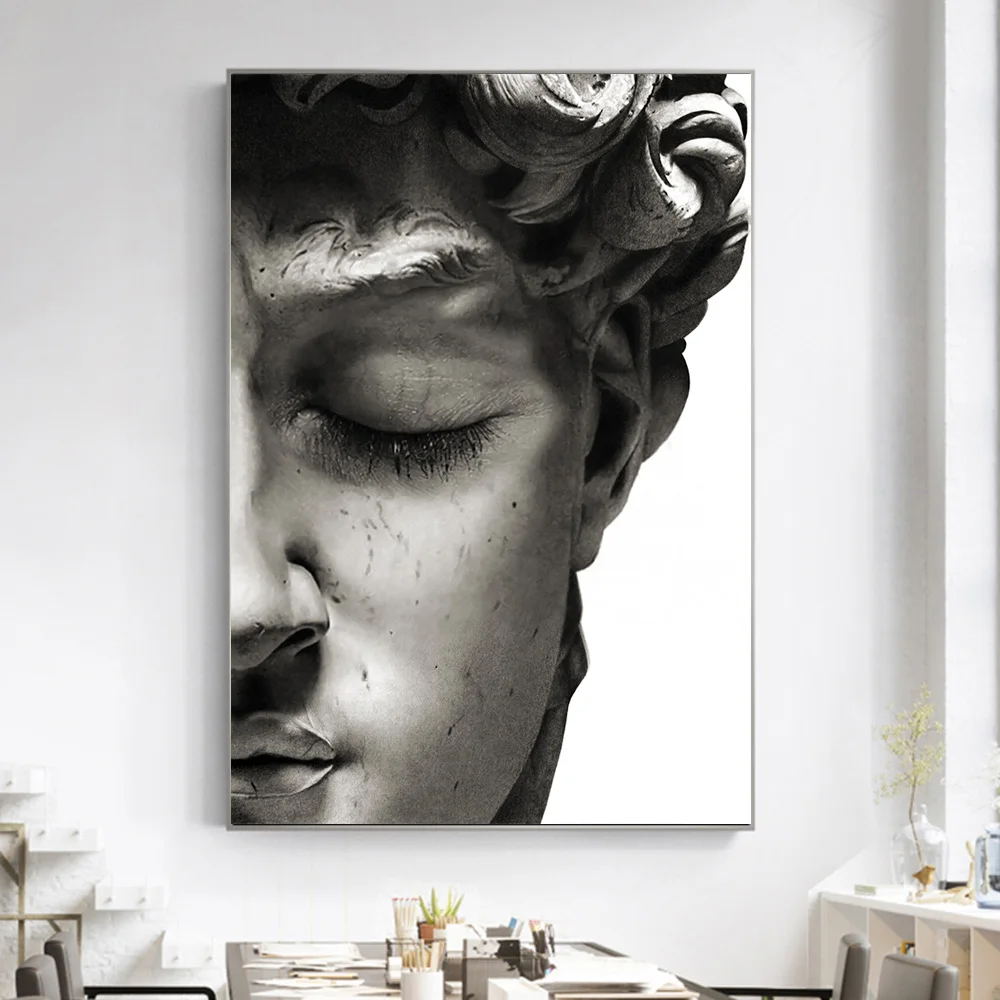 

Black And White David Sculpture Canvas Paintings On The Wall Posters And Prints Portrait Wall Art Canvas Pictures Decor Cuadros
