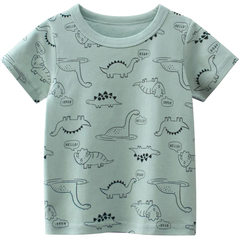

27kids Children's Clothing boys Short Sleeve T-shirt Pattern kids Cartoons Dinosaur Cotton Sweater clothes boys t shirt