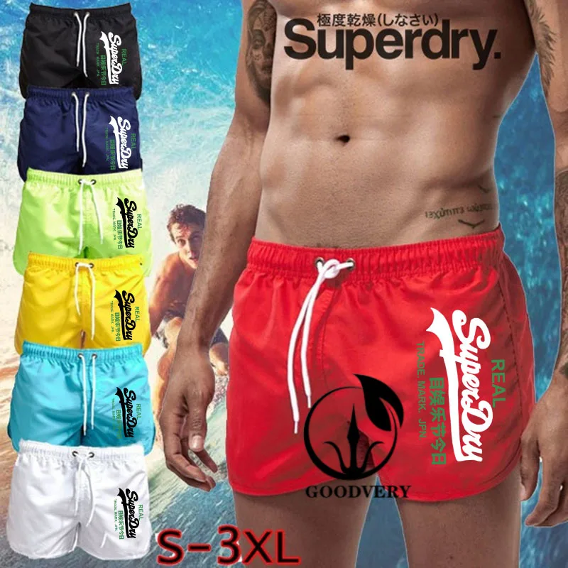 

Шорты мужские пляжные с буквенным принтом, спортивные повседневные короткие штаны с эластичным поясом, с кулиской, для фитнеса, летние