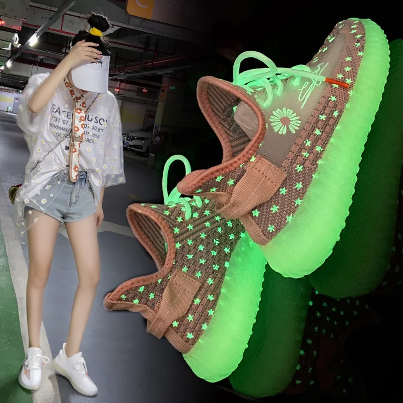 GOGD/Новинка 2020 года Сезон весна Женская повседневная обувь Светящиеся дышащего