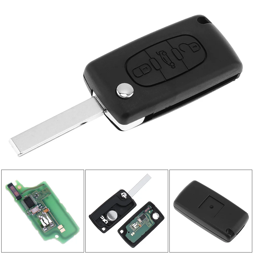 

433MHz 3 Buttons Keyless Entry Uncut Flip Remote Key Fob with ID46 Chip HU83 Blade CE0536 for Citroen C3 C4 C5 Models 2005-2011