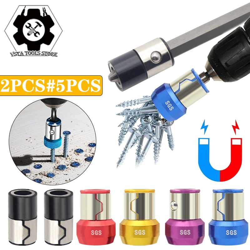 

2pc/5pc Magnetic Bit Holder Alloy Electric Magnetic Ring Screwdriver Bit Anti-Corrosion Strong Magnetizer for Drill Bit Magnetic