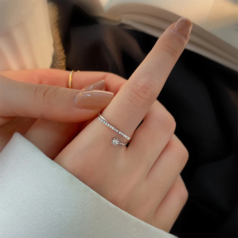 Женское Открытое кольцо из серебра 2022 пробы с бриллиантами | Украшения и