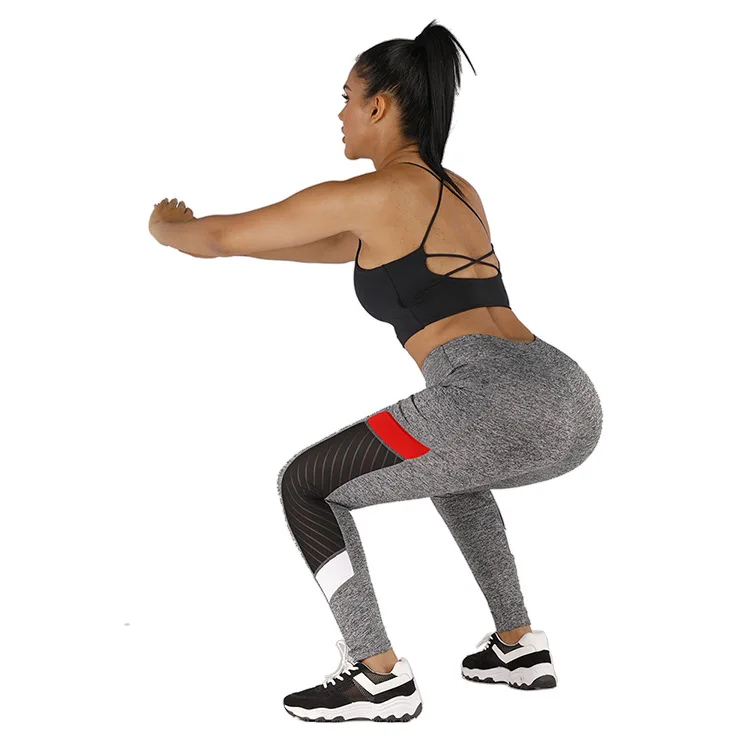 Женские сетчатые легинсы с боковым карманом для йоги в стиле пэчворк цветные