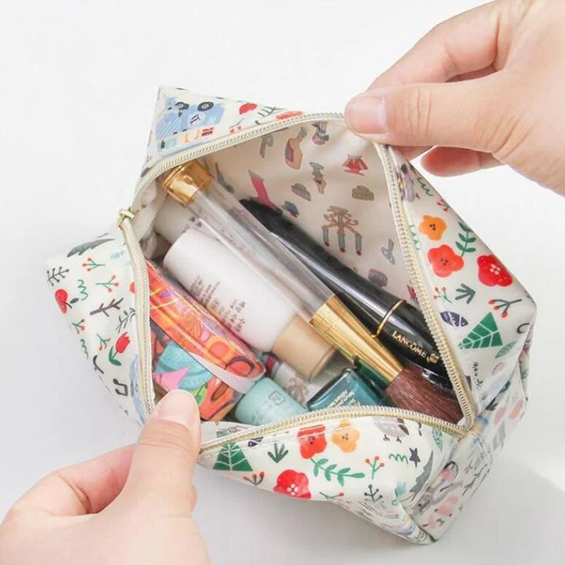 

1 Pc Cartoon Cosmetic Bag Fish Duck Pattern Women Make Up Bag Travel Floral Organizer for Cosmetic Toiletry Bag Neceser