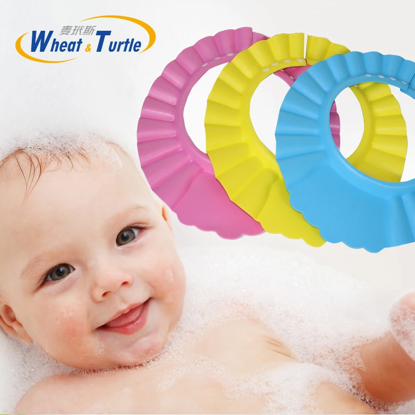 2022 Hot Sale Baby Bath Cap Visor Hat Adjustable Baby Shower Protect Eye Waterproof Shampoo Splashguard Hair Wash Shield for Inf