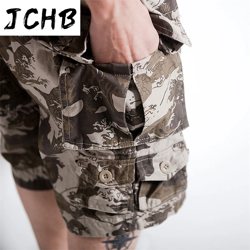 

New 2021 fashion summer style mens camouflage shorts 100% cotton casual camo shorts men pockets beach shorts men's Cargo shorts