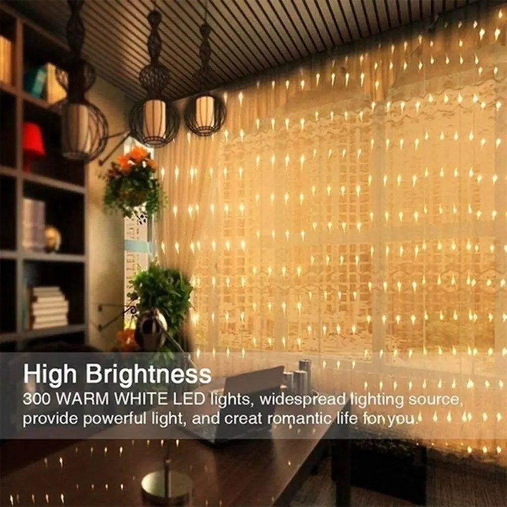 

Led Curtain Light Usb With Remote Control 3x3 Meters 300 Lights Hook Type Curtain Light For Indoor Outdoor Decoration