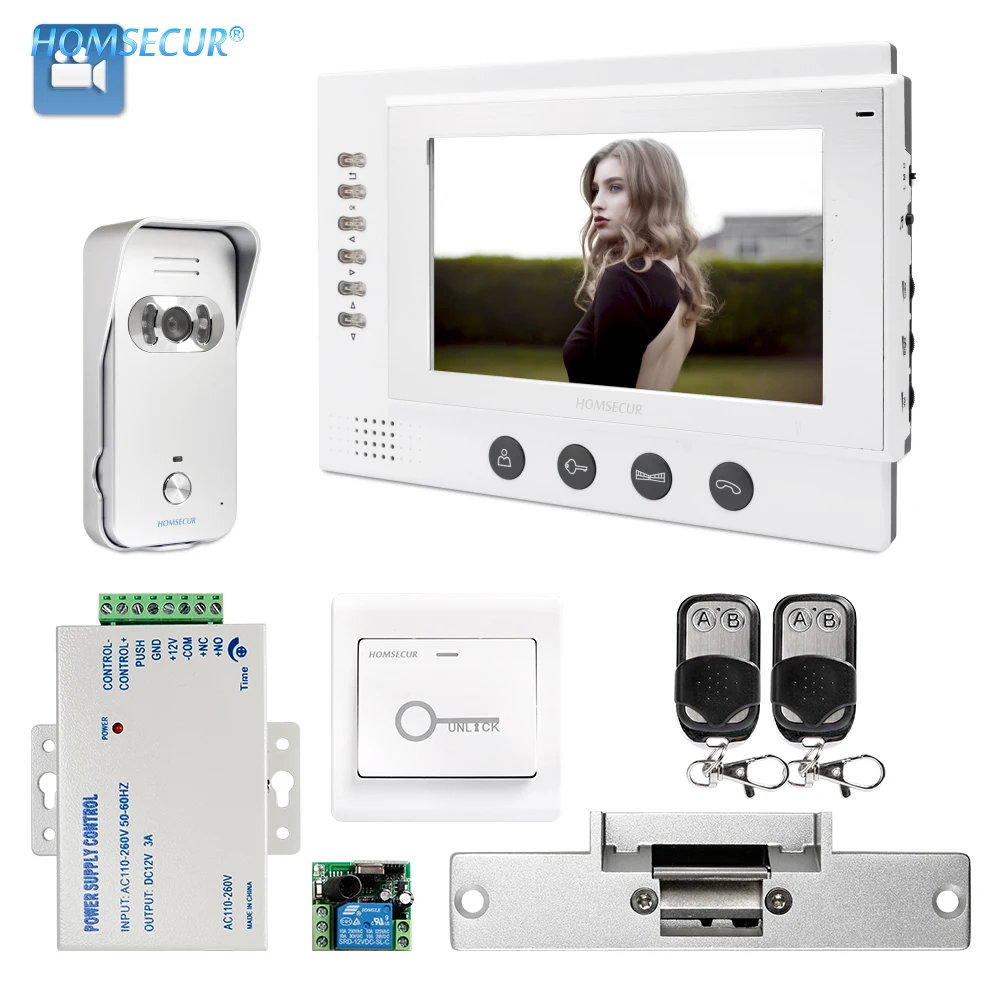 HOMSECUR 7 &quotВидеодомофон Система Телефонного Звонка Электрический Замок в