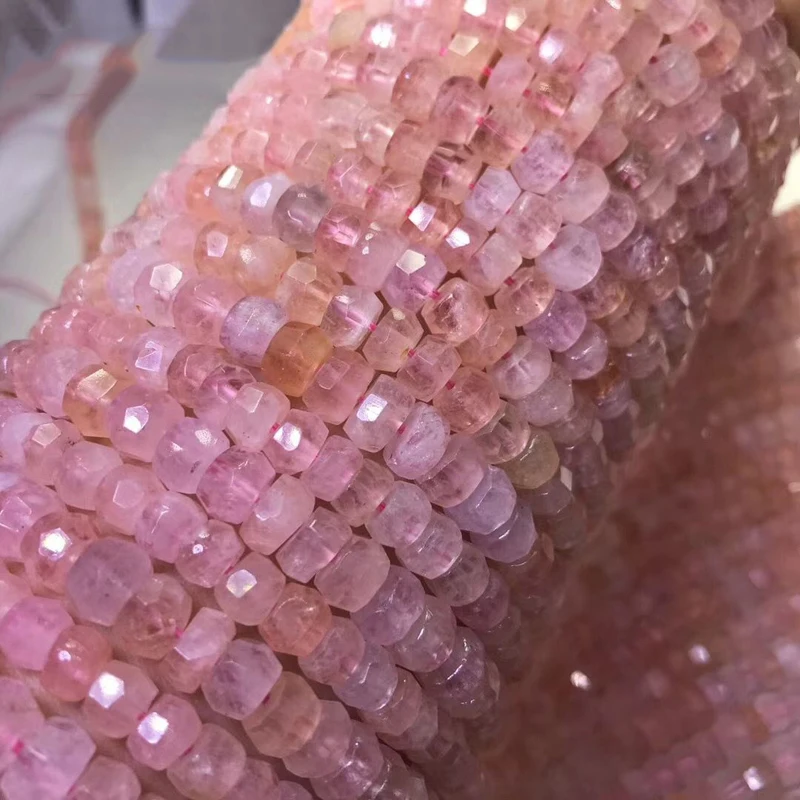 

Icnway 38cm natural pink morganite 4x8mm Roundel Faceted Beads Diy Jewelry Accessorie Necklace Bracelet Earrings Loose Beads