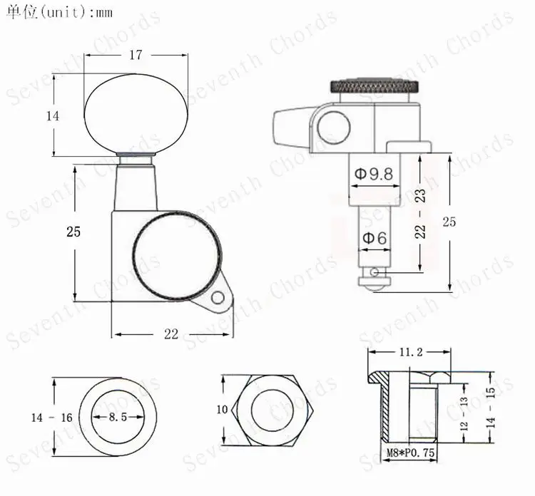 Набор из 6 заблокированных колышек для настройки струн тюнеры машинные головки