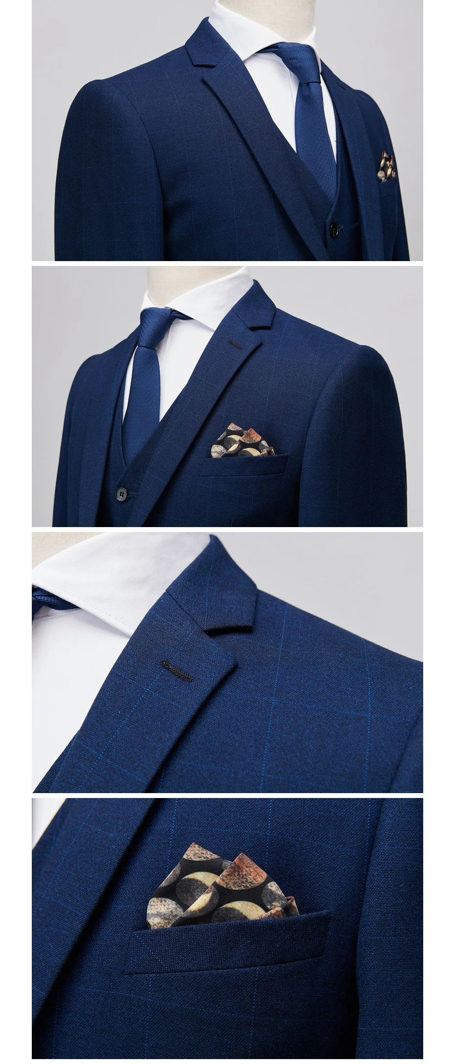 

Brand Men 3 Piece Suit Jacket Pant Vest / 2021 Men Business Slim Suits Sets Wedding Dress Mens Plaid Suits Formal Wear New