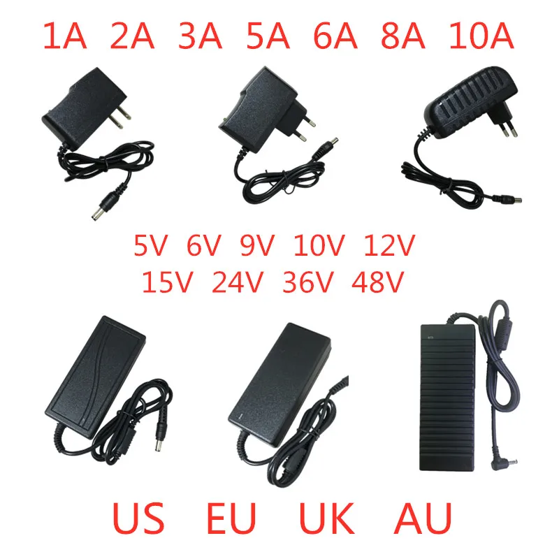 AC DC 12V 5V 6V 8V 9V 10V 13V 14V 15V 24V Питание адаптер 1A 2A 3A 5A 6A 8A 220 В до 12 Светодиодный