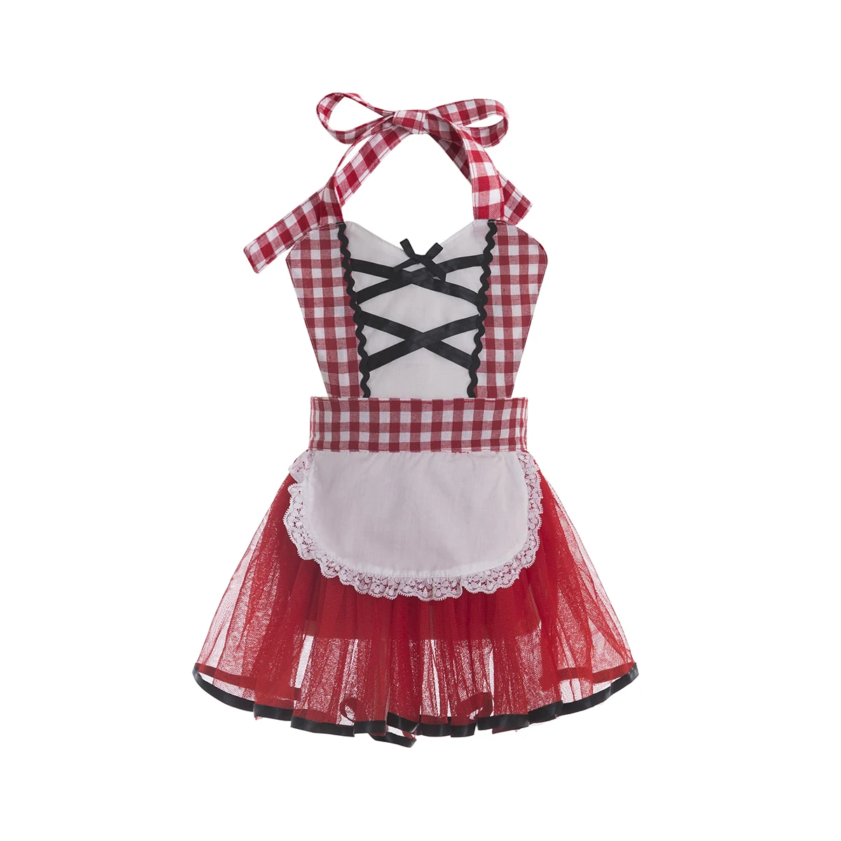 

Newborn Toddler Baby Girl Halter Tutu Romper Dress Red Cloak Little Red Riding Hood Outfits Party Cosplay Costume 0-24M