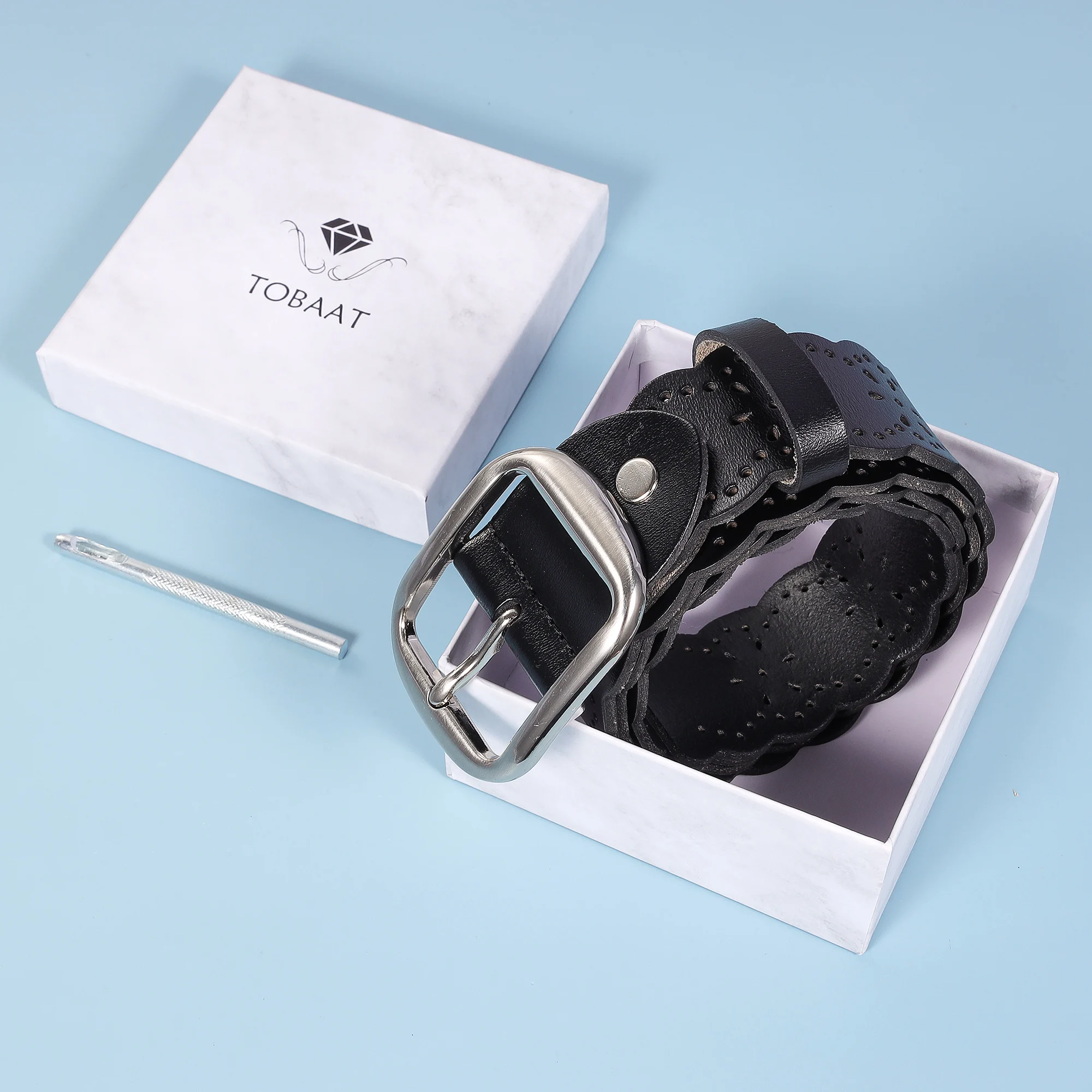 

Fashion Trend Woman's Belt Hollow Retro Leather Belt Casual All-match Ladies Jeans Pin Buckle Belt
