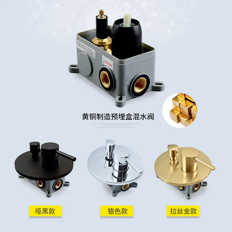 

Bathroom Shower Faucet Set In Wall Black hot & cold Concealed Rainfall shower Set with Hand Shower Head Bathroom Mixer