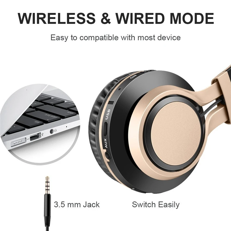 Складная Беспроводная гарнитура HIFI стерео Bluetooth беспроводная гарнитура для наушников спортивные отношения наушники с микрофоном для телефона музыка