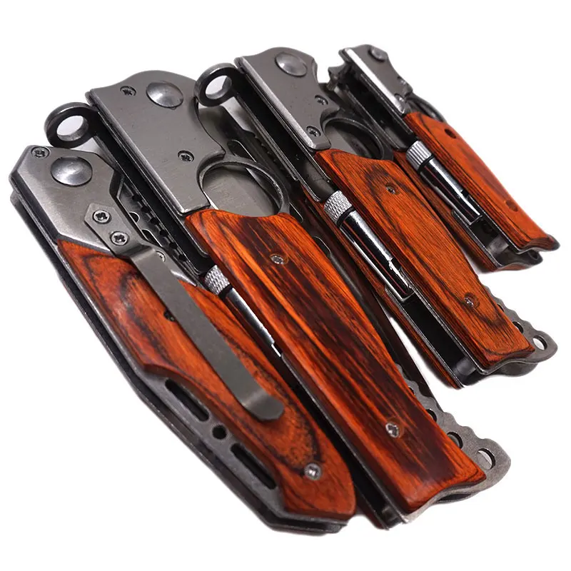 Складной нож для охоты выживания лезвие из нержавеющей стали деревянная ручка