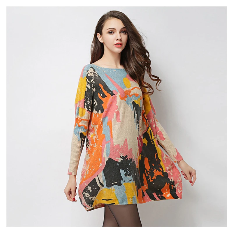 

Women's Clothing Dresses Long Sleeve Colorful Print O-neck Bodycon Dress Spring Women New Fashion Streetwear Elegant Outfits
