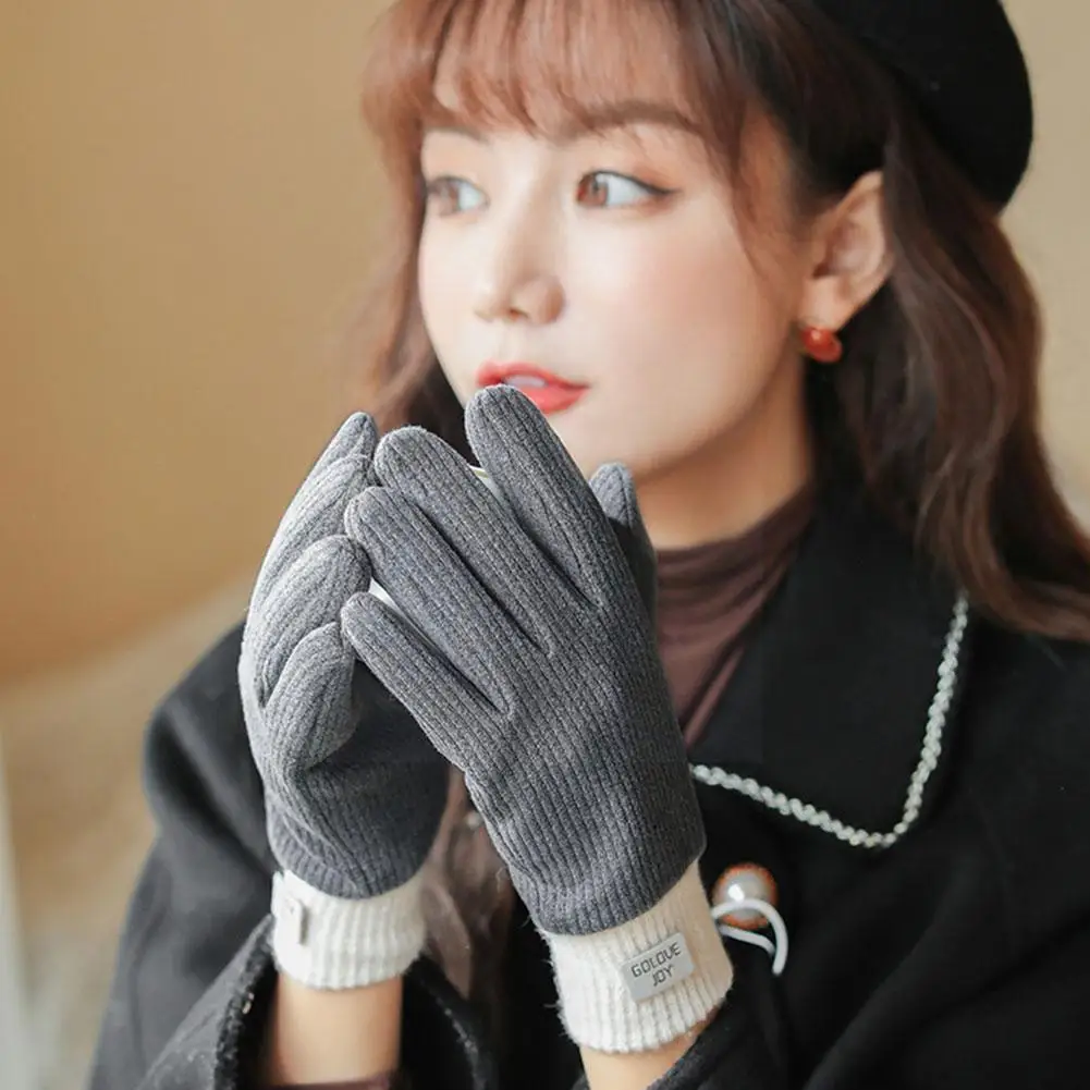 

1pair Women's Gloves Screen Plus Velvet Warm Hyaluronic Girl Cationic Self-heating Winter Acid Fluffy Riding Gloves Glove U4h9