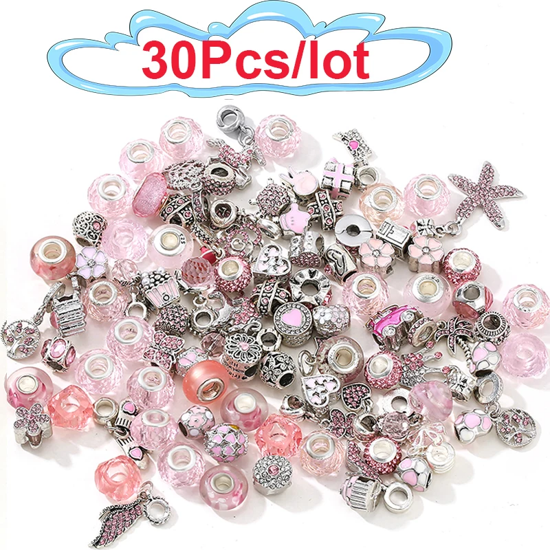 5000 стилей посеребренные розовые бусины шармы подходят к европейским браслетам