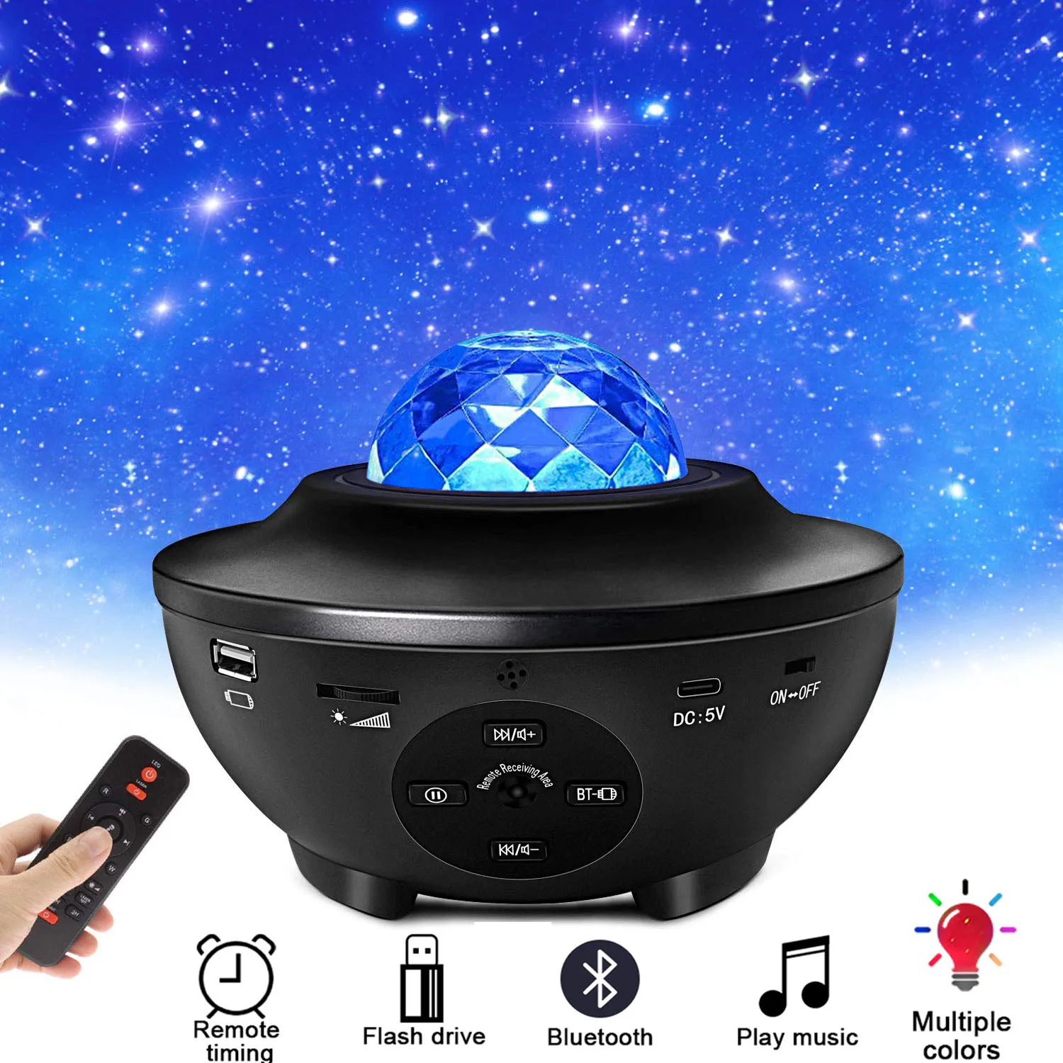 Атмосферный светодиодный проектор Звездный Ночной светильник с музыкальным