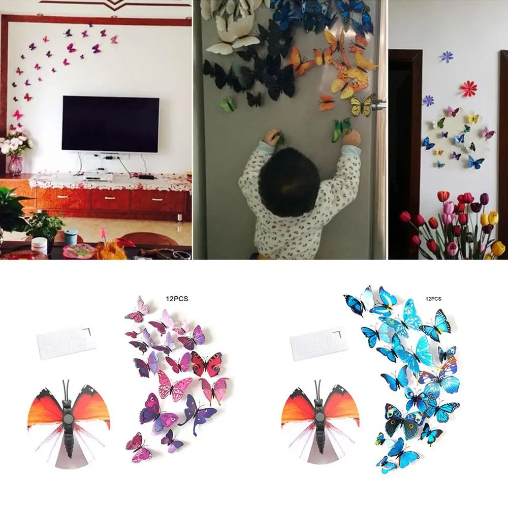 3D имитация бабочки наклейки на стену холодильник свадебное украшение брошь