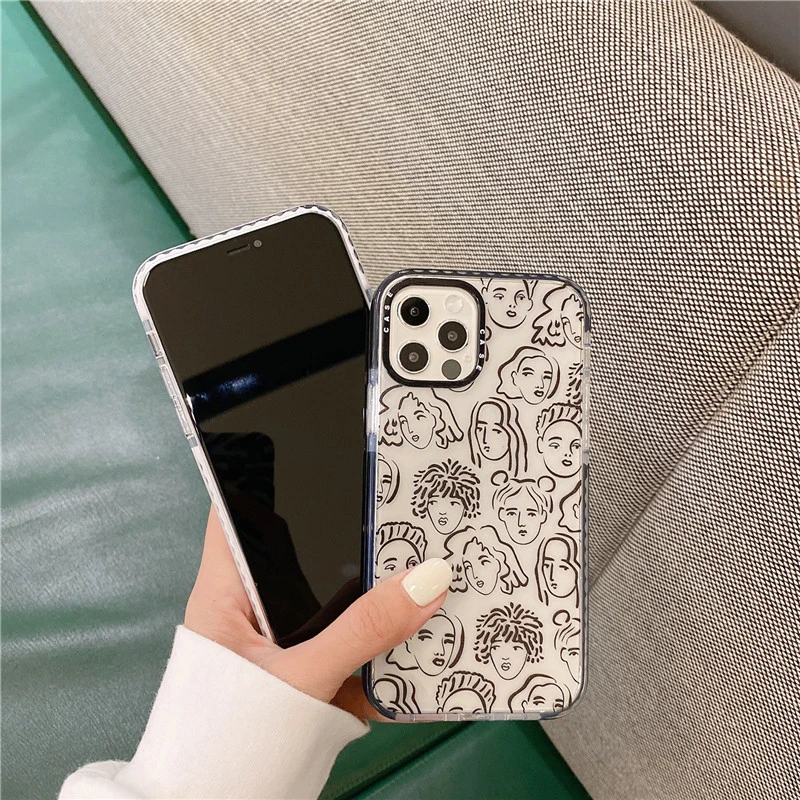 

Fashion Letters Line Painting Phone Case For iphone 12 mini 11 Pro Max Cover For iphone XS Max XR X SE 2020 7 8 plus Soft Cases