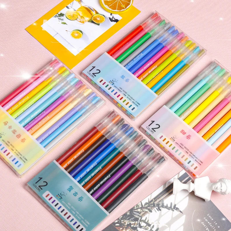 

12Pcs/Set 0.5mm Gel Pen Colorful DIY Hand Account Journal For Drawing Graffiti Signing Writing Stationery Office School Suplies