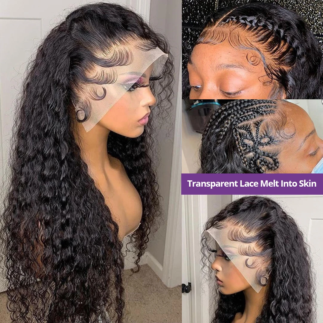 Sunper Queen 40 inch Deep Wave 13x6 Lace Frontal Human Hair Wigs Brazilian Loose Water Curly For Black Women |