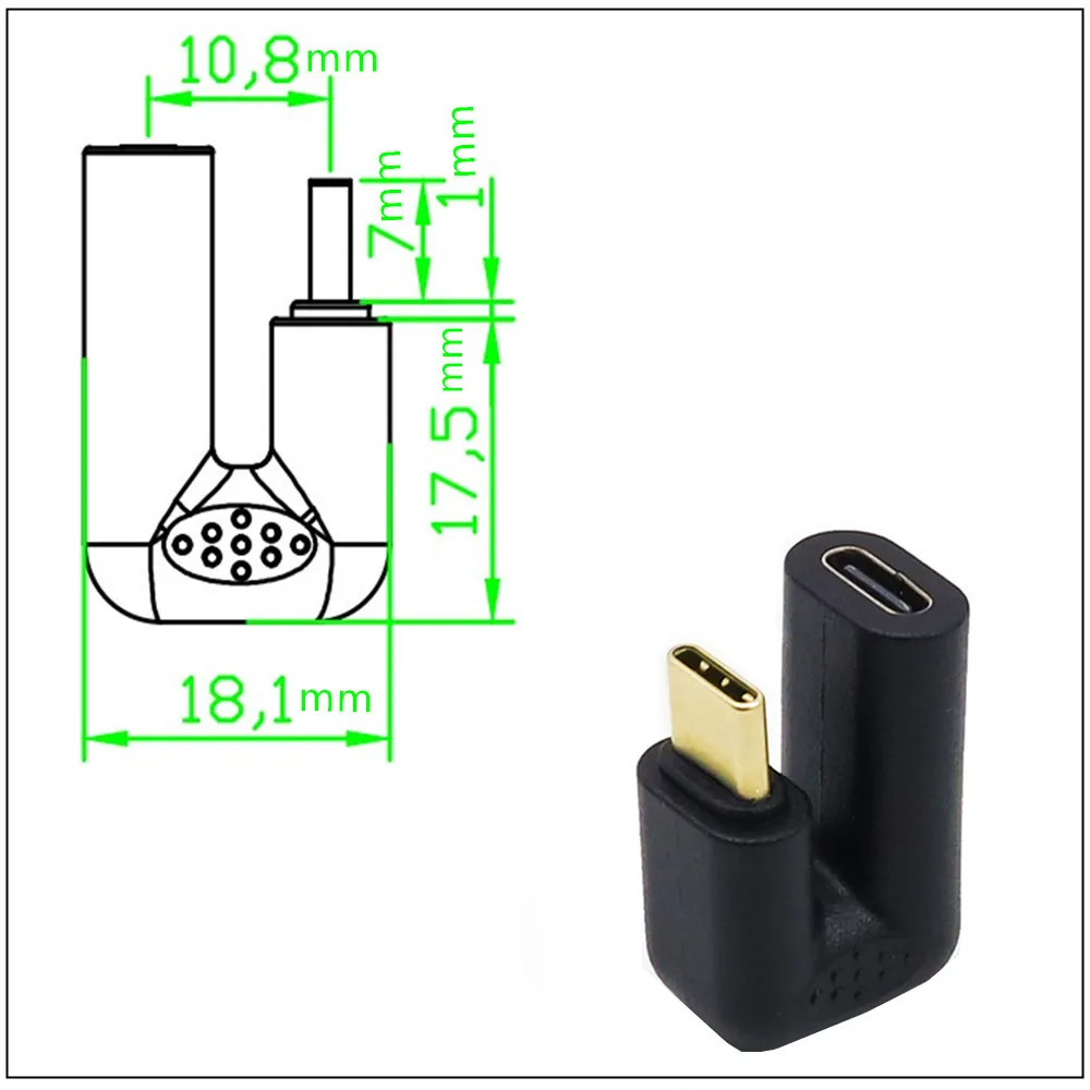 

USB 3.1 Version Type-c Male to Female U-shaped 90 360 Degree Adapter Supports Audio and Video 4K*60hz Resolution 10Gbps