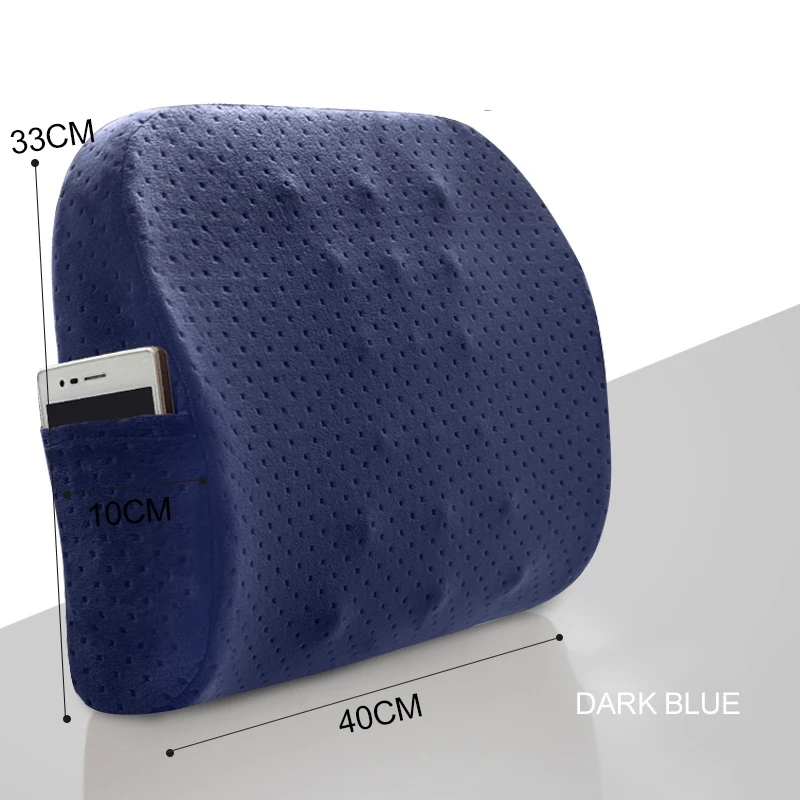 Dark blue Поясничная поддерживающая Подушка для спины для стула домашняя Автомобильная Запоминающая пена поясничная Изогнутая конструкция для эргономики с подушкой для спины - Цвет: Dark blue