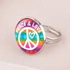 Модное цветное кольцо мира, ювелирные изделия, классический знак мира, байкер, мужское женские кольца, бижутерия, подарок, открытое регулируемое кольцо