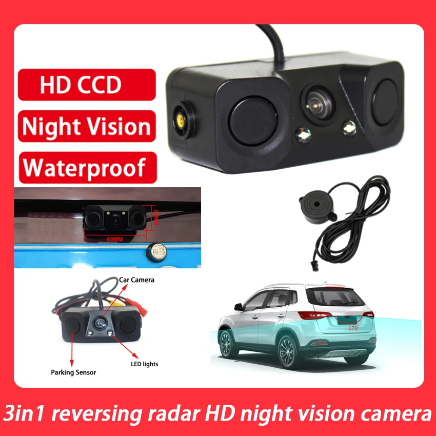 

Car rear view camera Night vision LED light High definition Rearview Vehicle Camera Add Reversing Radar sensor detector camera
