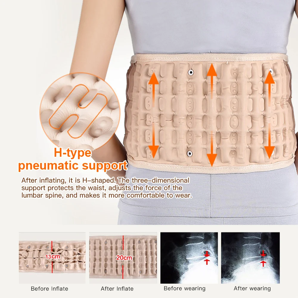 

1set Waist Traction Brace Belt Lumbar Spinal-Air Decompression Back Relief Belt Backache Pain Relief Massager Physio Decompressi